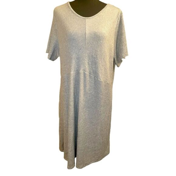 Heatherly for Stitch Fix Gray Ribbed Tie-Back Dress | Cozy Fall Lounge T-Shirt D - Picture 11 of 16